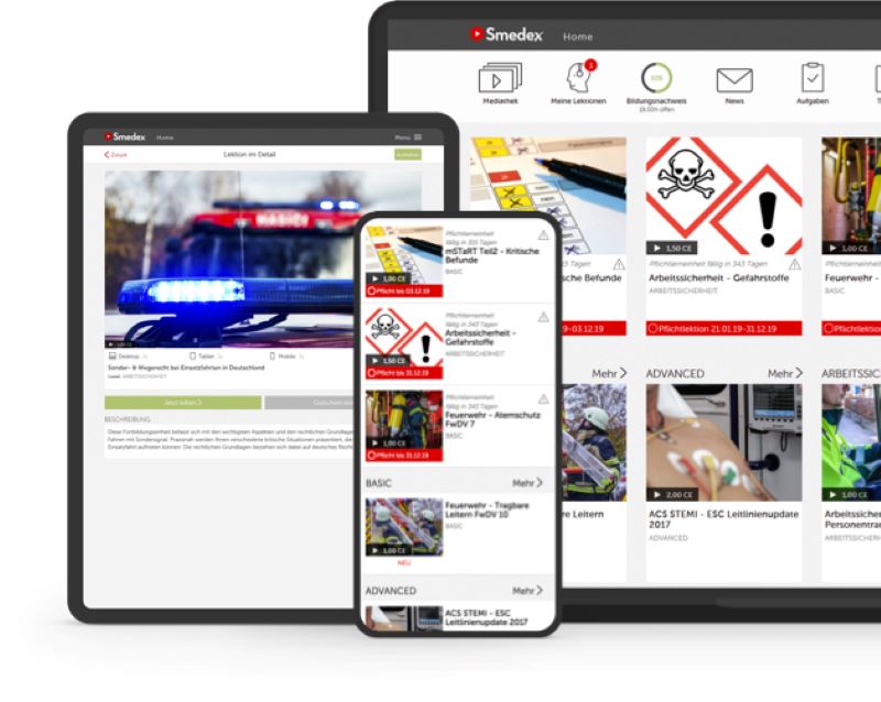 Smedex – die E-Learning Komplettlösung für Rettungsorganisatio. Feuerwehr und Leitstelle (Bild: Smedex).